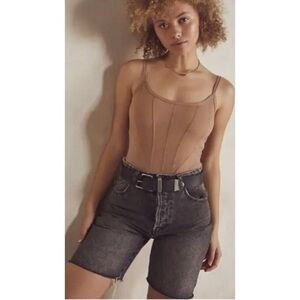 Free People Tan Bustier Fitted Bodysuit